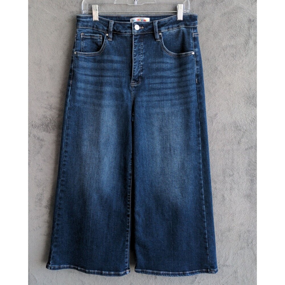 Freckled Poppy X Risen Wide Jeans Size 11/30 Dark Wash Blue High Rise Stretch